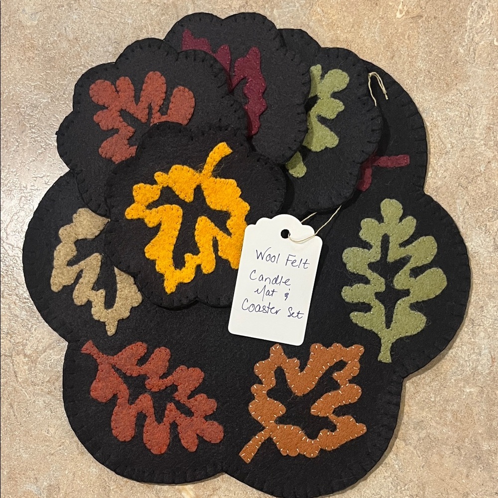 Wool Felt Leaf Coaster Set